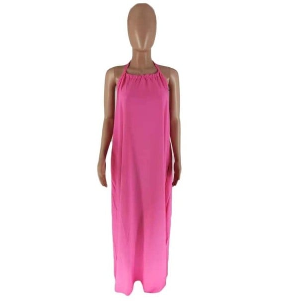 Rochie maxi de vară pentru femei P1006 roz închis M