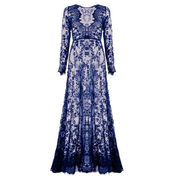 Rochie maxi din dantela albastru inchis XS