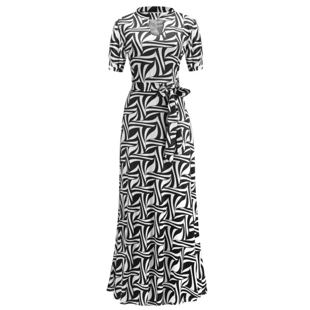 Rochie maxi până la gât negru XXL