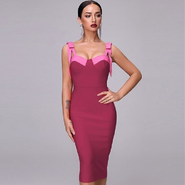 Rochie midi bandaj pentru femei burgundy XS