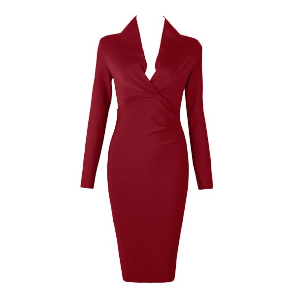 Rochie midi cu decolteu burgundy S