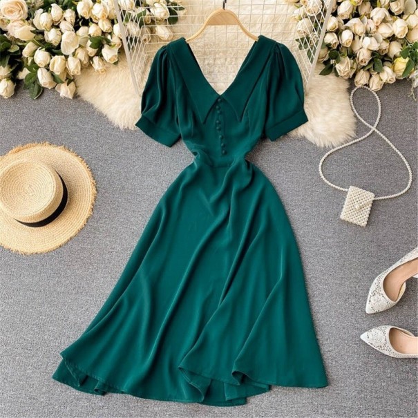 Rochie midi pentru femei P924 verde inchis XS