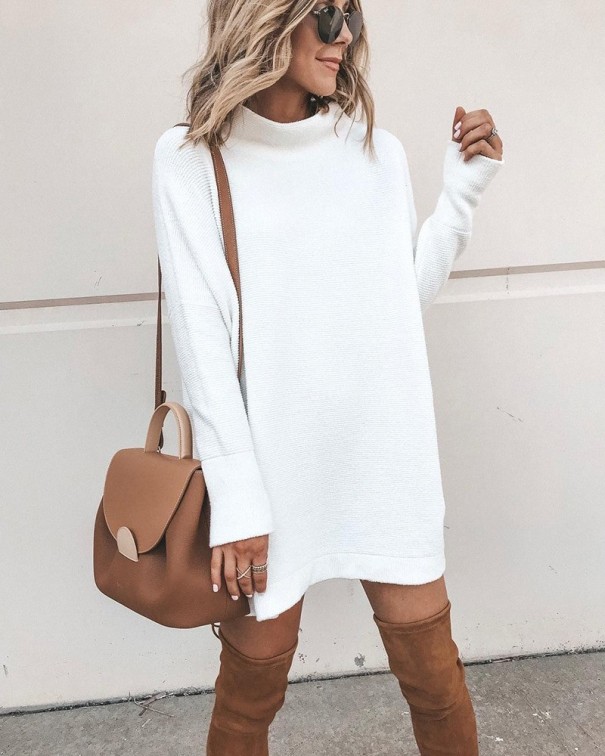 Rochie mini cu guler alb L