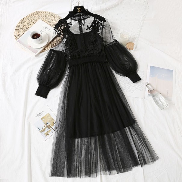 Rochie pentru femei cu trandafiri negru L