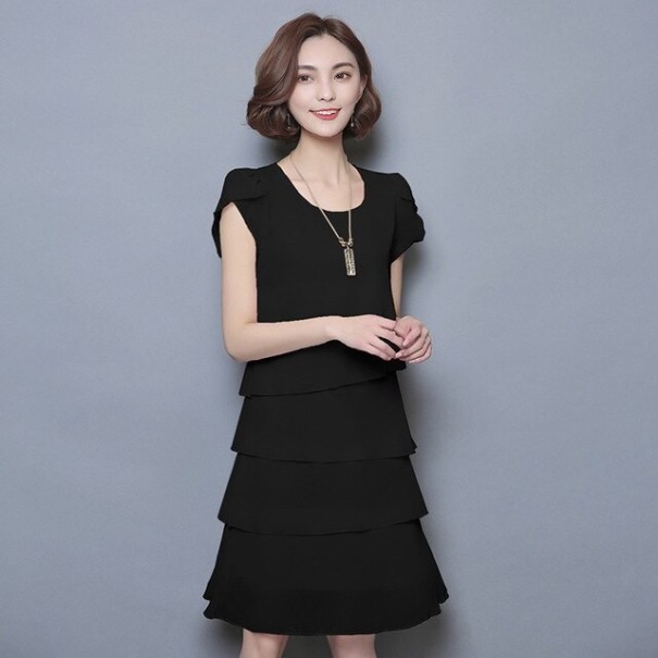 Rochie stratificată de culoare solidă negru S