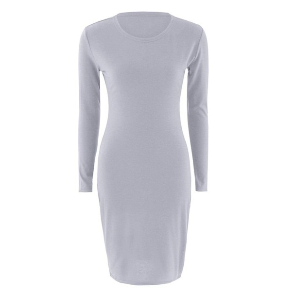 Rochie stretch pentru femei cu mâneci lungi gri S