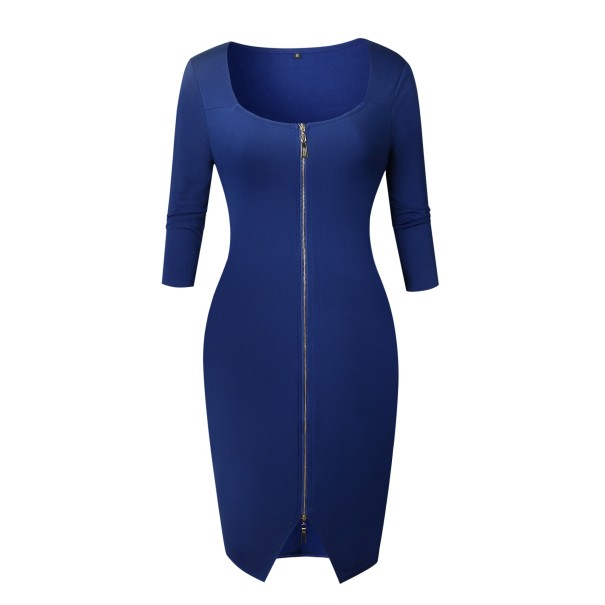 Rochie teacă cu fermoar pentru femei albastru M