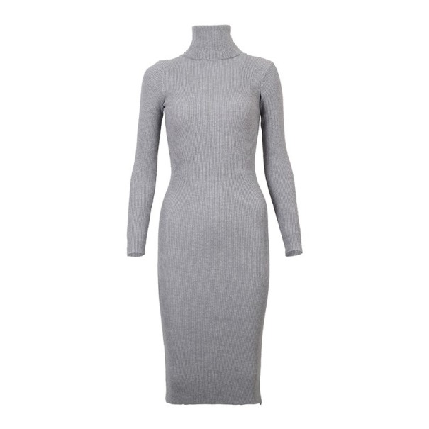 Rochie tricotată cu guler gri M