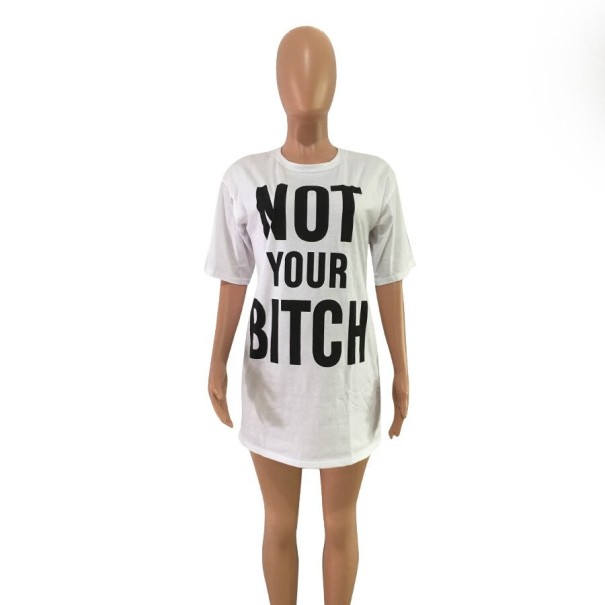 Rochie tricou cu inscripție alb S
