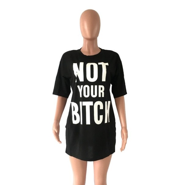 Rochie tricou cu inscripție negru XL