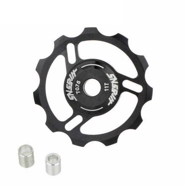 Roda de desvio 11T para bicicleta em liga de alumínio com rolamento cerâmico para desviador traseiro MTB e de estrada preto