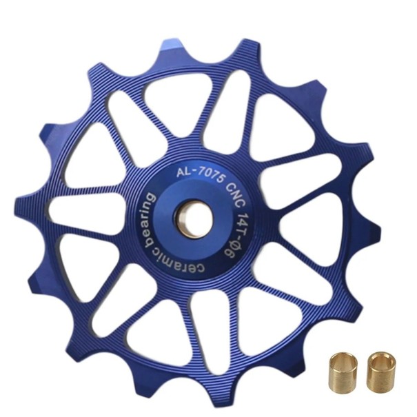 Roda de guia de desvio 14T Narrow Wide AL 7075 CNC com rolamento cerâmico compatível com Shimano Sram azul