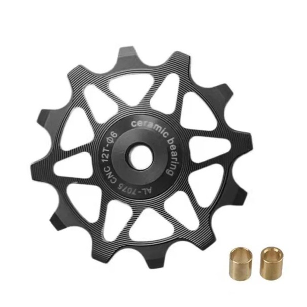 Rodillo guía de cambio 12T Narrow Wide AL 7075 CNC con rodamientos cerámicos compatible con MTB y carretera Shimano Sram negro