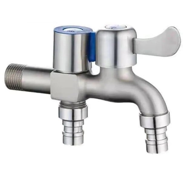 Roestvrijstalen mengkraan met dubbele uitloop en bediening 1 invoer 2 uitgangen 1/2" voor bidet badkameraccessoires duurzame kraan 1
