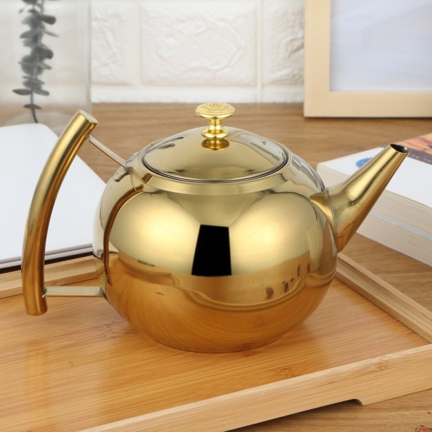 Roestvrijstalen theepot goud M