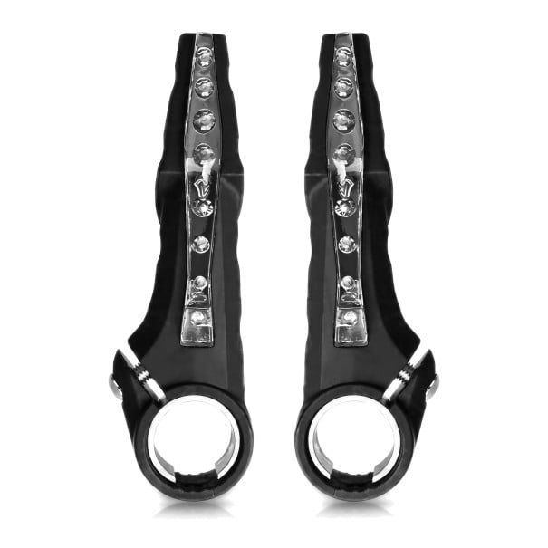 Rohos para guiadores com luz LED azul 2 pcs Luz de aviso para bicicleta Ângulo ajustável 90° Plástico ABS Bateria LR1130 Preta Para bicicletas 1