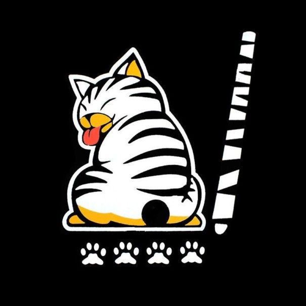 Rolig bil klistermärke - katt vit