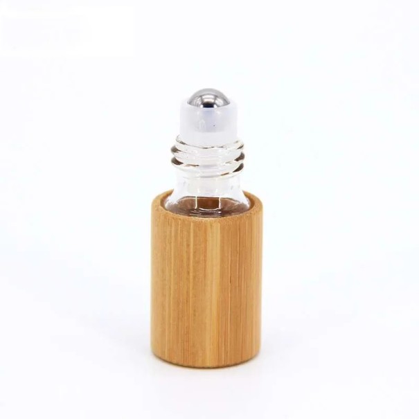 Roll on botellita para aceites esenciales 5 ml recargable con madera de bambú y aplicador de bola para perfume y aceites 1