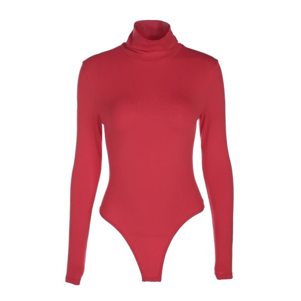 Rollkragen-Body für Damen rot L