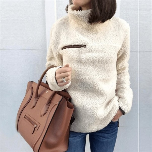 Rollkragenpullover für Damen beige L