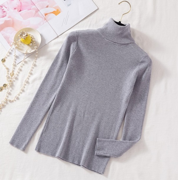Rollkragenpullover für Damen G225 grau L