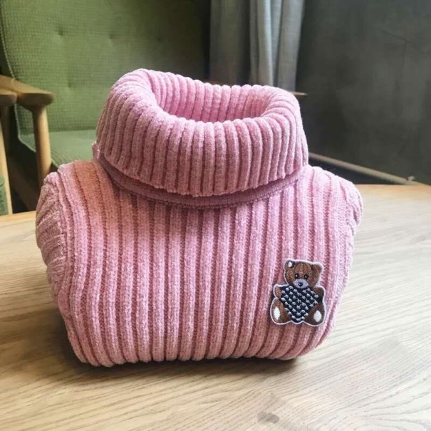 Rollkragenpullover für Kinder mit Bär rosa 9