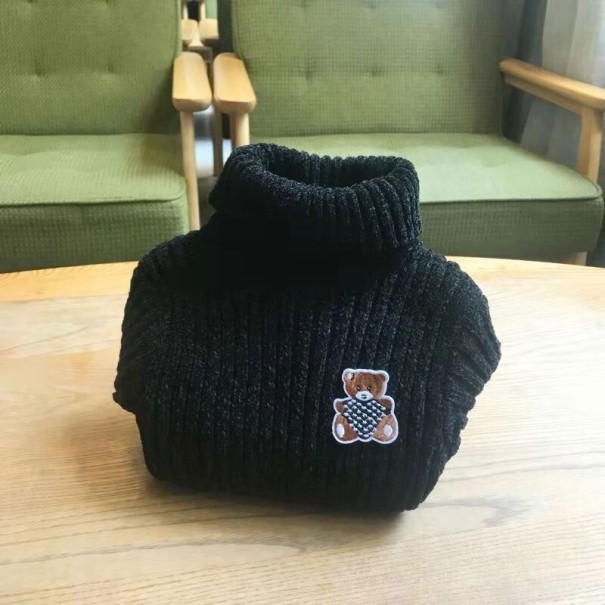 Rollkragenpullover für Kinder mit Bär schwarz 11