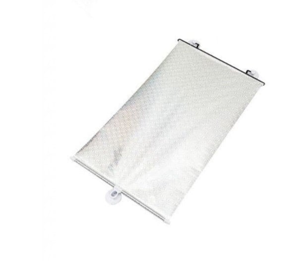 Rollos gegen die Sonne für das Auto Schattenrollo mit Gehäuse und Saugnäpfen Silberne gemusterte Oberfläche Schnelles Herausziehen 40 x 60 cm