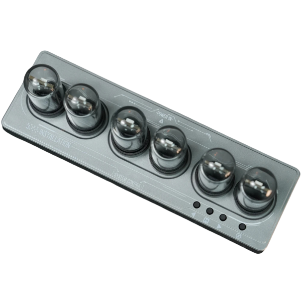 Ρολόι σωλήνα με χρωματιστά φώτα 169 x 53 x 578 mm Σύγχρονος σχεδιασμός με 6 ξυπνητήρια και δυνατότητα επιλογής καντράν ασημί