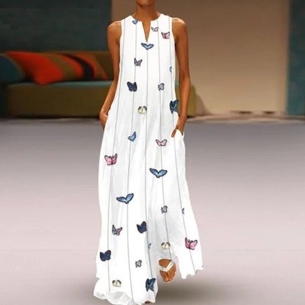 Romantische zomer maxi-jurk wit S