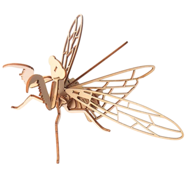 Rompecabezas 3D de madera de mantis religiosa, modelo animal para armar a mano, decoración hecha de material natural, regalo para niños, adolescentes y adultos. 1
