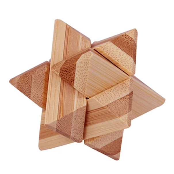 Rompicapo in legno 4,5 x 4,5 cm Piccolo rompicapo logico a forma di stella Gioco di costruzione in legno Giocattolo spaziale Sviluppo del pensiero 1