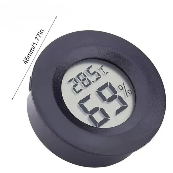 Ronde digitale thermometer met hygrometer Ø 45 mm °C/°F omschakeling LCD-display LR44 batterij Binnentemperatuur- en vochtigheidsmeetset van 4 stuks