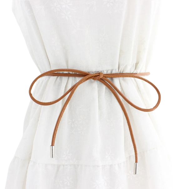 Ronde leren jurk riem van PU leer 150 x 0,5 cm Elegante dames riem om te knopen Taille mode accessoire voor jurken Rokken Tunieken