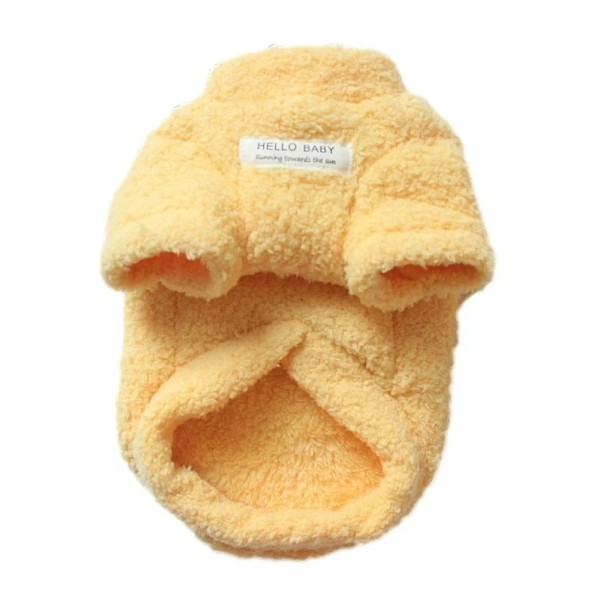 Ropa de invierno cálida para perros pequeños Chaqueta de felpa aislante para perros Chaqueta polar suave para cachorros Ropa para perros de 3 a 3,5 kg amarillo