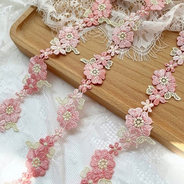 Rosa blomstret bånd med broderi 91 cm Polyester dekorativt blonderbånd til pyntning af kjoler, tøj og modeaccessories 1