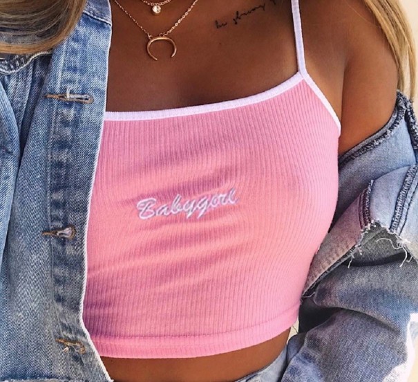 Rosa crop top för kvinnor A1191