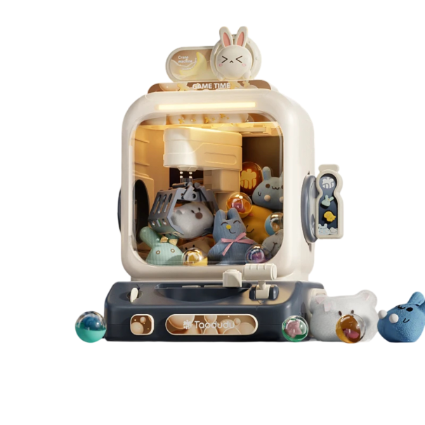 Rosa Kinder-Spielzeugautomat mit Licht und Sound 10 Plüschfiguren 10 Überraschungskapseln 12 Spielmünzen Batteriebetrieb 1