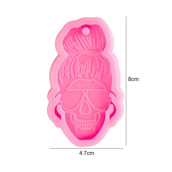Rosa silikonform skalle 8 cm för harts nyckelringar smycken och kreativa dekorationer 2