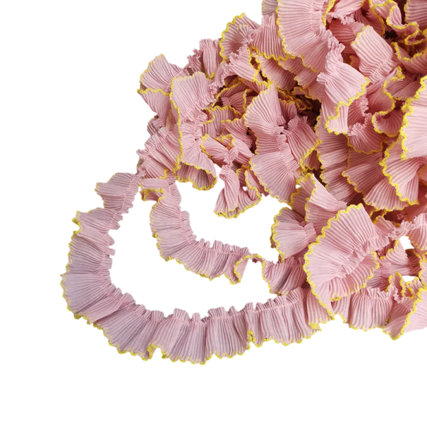 Rosa Spitzenband 3 cm x 91 cm Chiffon Dekorationsband mit dekorativem Rand Dekorative Spitze zum Nähen von Kleidung und DIY-Dekorationen gelb