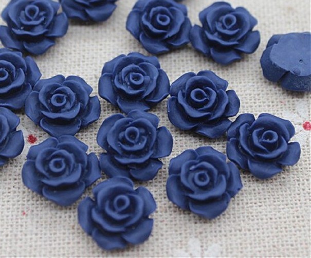 Rosas decorativas 50 uds. azul oscuro