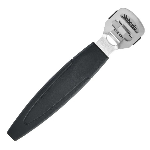 Rostfritt stål hälskrapa Pedikyrverktyg Dead Skin Remover för fötter 14 x 2,9 cm svart