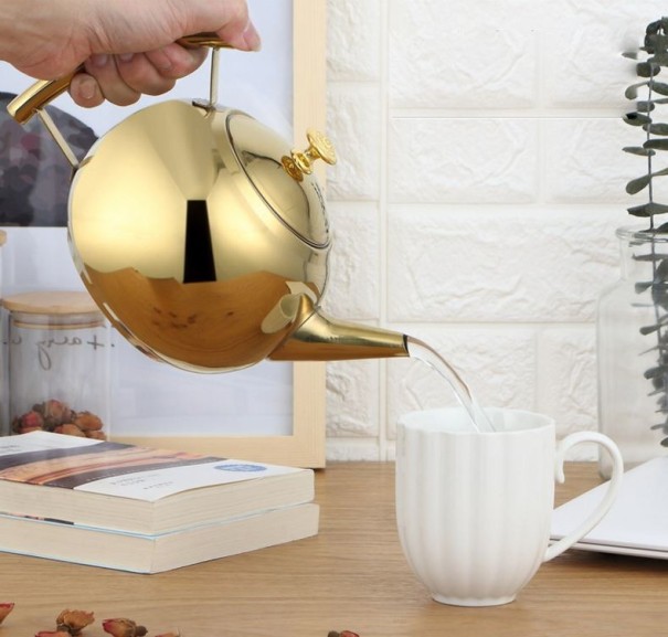 Rostfritt stål tekanna guld
