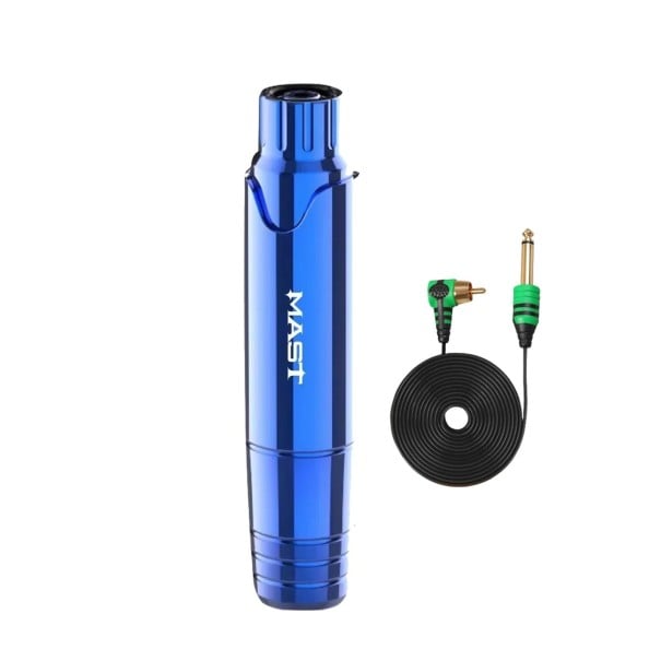 Rotační tetovací pero Mast P10 na permanentní make-up s bezjádrovým motorem zdvih 3,0 mm a napětím 5-8 V pro obočí oči i rty modrá
