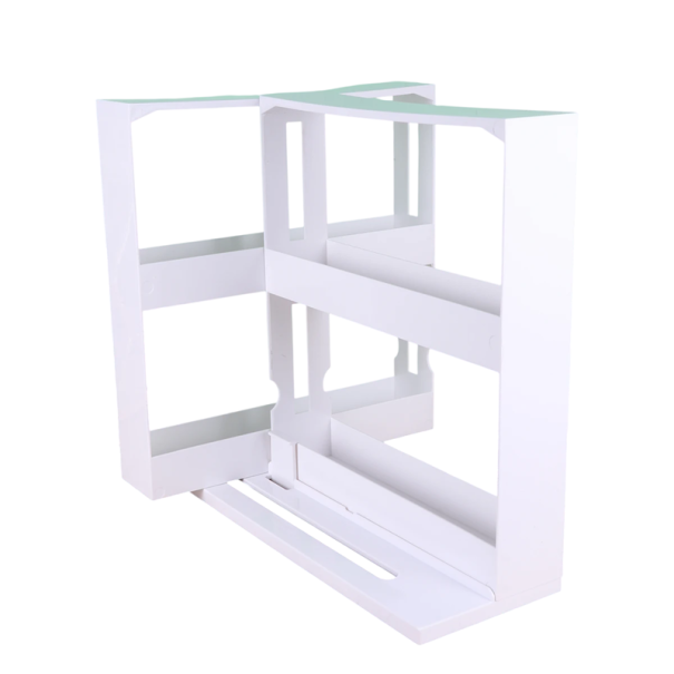 Rotating Kitchen Organiser 28 x 27 x 10 cm 2-Tier White Plastic Stand Made of PP Practical Storage Box with Sliding Spice Compartments 1
