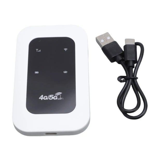 Roteador portátil 4G LTE WiFi hotspot 300 Mb/s bateria de 2100 mAh IEEE 802.11 b/g/n modem móvel branco com slot para SIM para viagens e internet 1