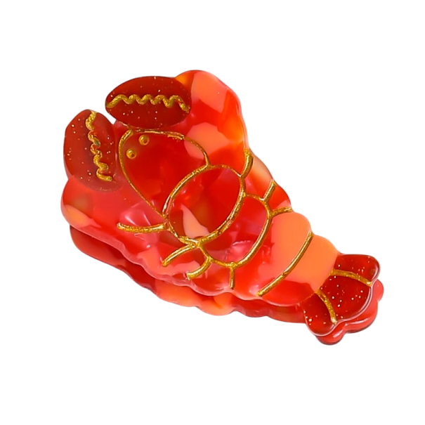 Roter Mini-Haarklammer in Hummerform 4,1 x 2,5 cm Dekorative Haarklammer Maritimer Stil Niedliches Sommer-Accessoire für Kinder und Frauen 1