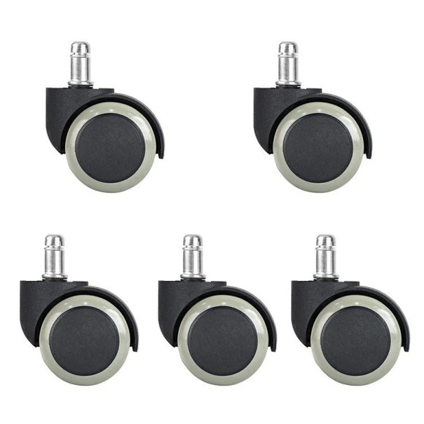 Rotițe mobile cu ax, diametru roții 50 mm, ax 11 mm, lungime 21 mm, cauciuc PU, oțel și plastic, pentru scaune și mobilier gri