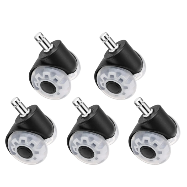 Rotițe pentru scaun cu ax de 50 mm, set 5 bucăți, oțel și cauciuc, diametru ax 11 mm, negru, rotițe de schimb pentru scaune de birou