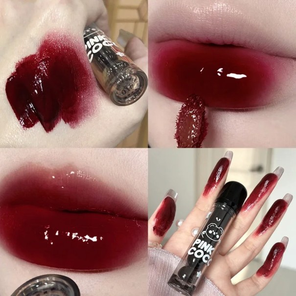 Rouge à lèvres liquide brillant waterproof Pink Coco Couleur intense Teintes vives Application lisse Résistant au transfert Brillance luxueuse 2,7 g 1
